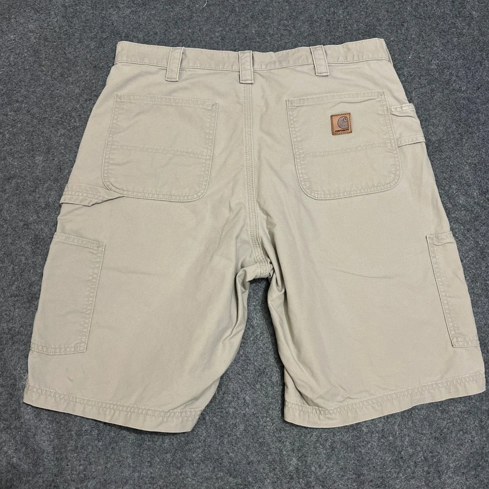 Carhartt B147 Loose Fit Canvas Carpenter Shorts Tan Khaki Men's Size 36 Workwear